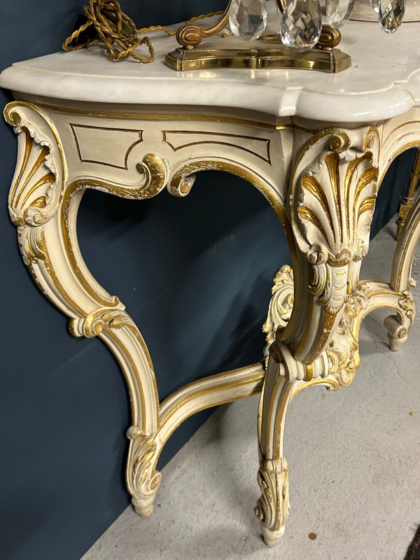 Louis XV Style Lacquered And Gilded Wood Console circa 1900