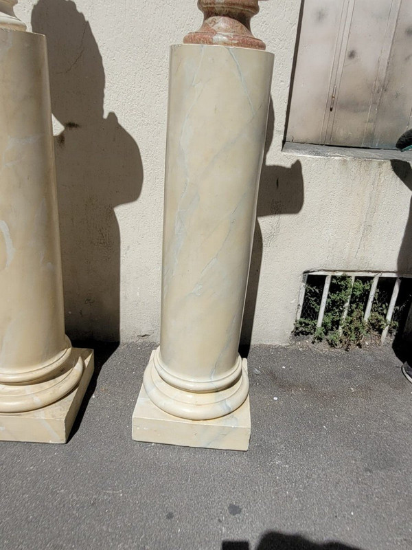 Buste d'Empereur Romain sur colonne, stuc patiné, XXème siècle