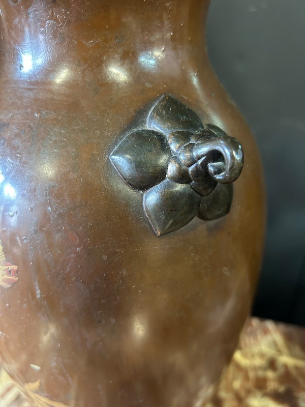 Japanische Vase - Auf Bronze lackiertes Japan aus dem 19. Jahrhundert, H 38 cm