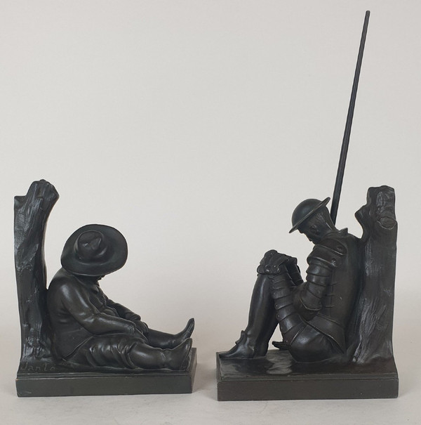 Janle / Max Le Verrier, Pair Of Don Quixote Bookends, Art Deco, 20th Century