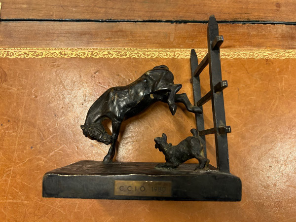 D'Illiers Gaston (1876-1932) Horse And Dog at La Barrière - Bronze