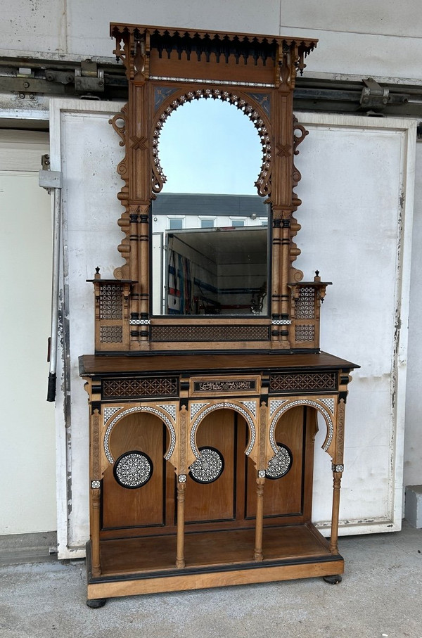 Atelier De Giuseppe Parvis - Large Console And Its Mirror Egypt About 1880