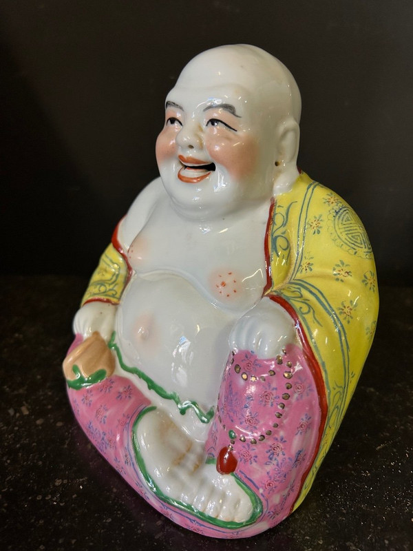 Buddha - Budai - Putai Rieur Porcellana smaltata in policromia Cina Inizio XX secolo