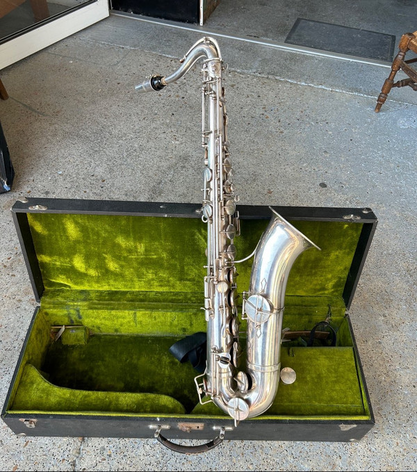 Saxophone - Saxo En Métal Argenté De Marque Couesnon & Cie Vers 1930