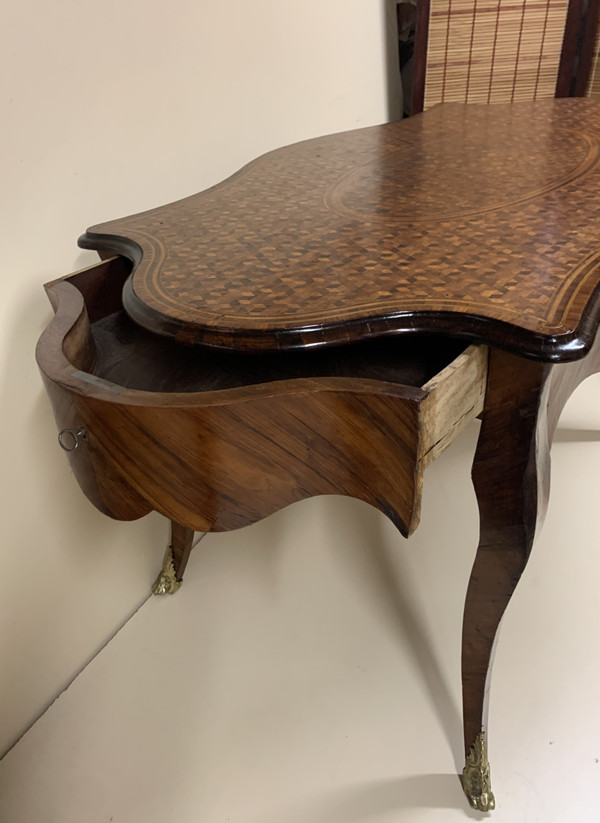 Middle Table In Cube Marquetry Napoleon III Period