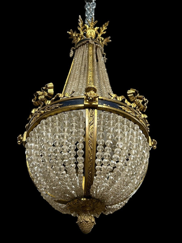 Gilded bronze Montgolfière chandelier In the Louis XVI style of the Napoleon III period