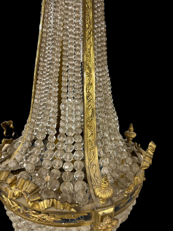 Gilded bronze Montgolfière chandelier In the Louis XVI style of the Napoleon III period