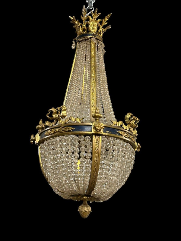 Gilded bronze Montgolfière chandelier In the Louis XVI style of the Napoleon III period