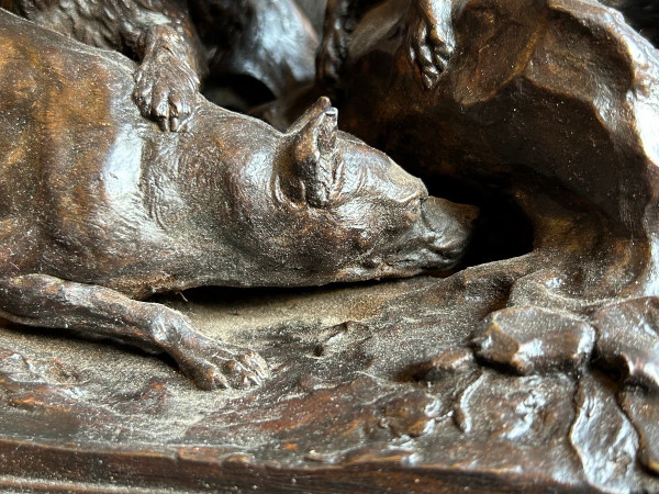 Pierre Jules Mène (1810-1879) "Three Dogs In The Terrier" Old Edition Bronze