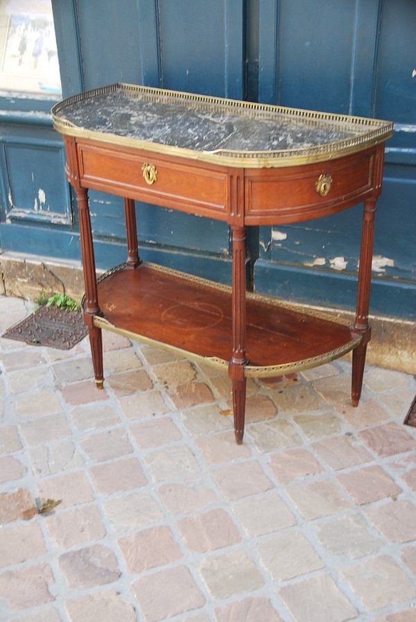 Half Moon Console In Mahogany Louis XVI Period Stamped By Nicolas Petit