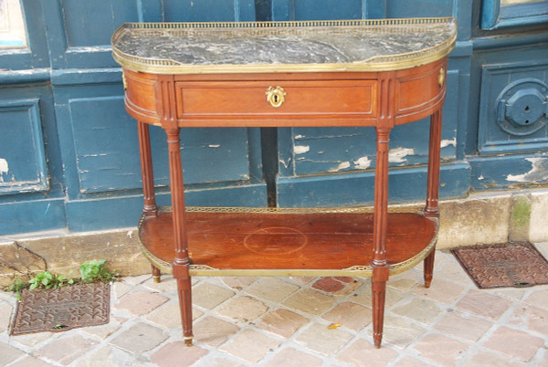 Half Moon Console In Mahogany Louis XVI Period Stamped By Nicolas Petit