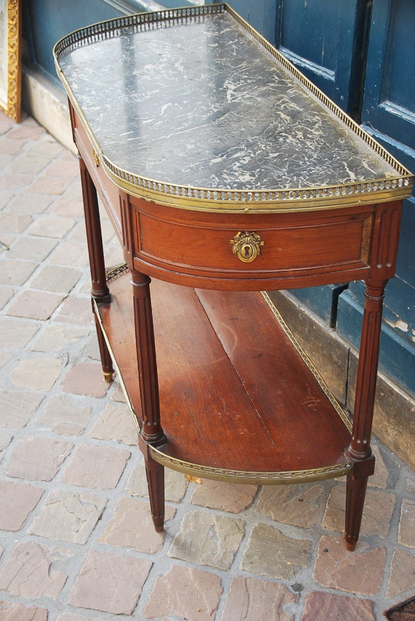 Half Moon Console In Mahogany Louis XVI Period Stamped By Nicolas Petit