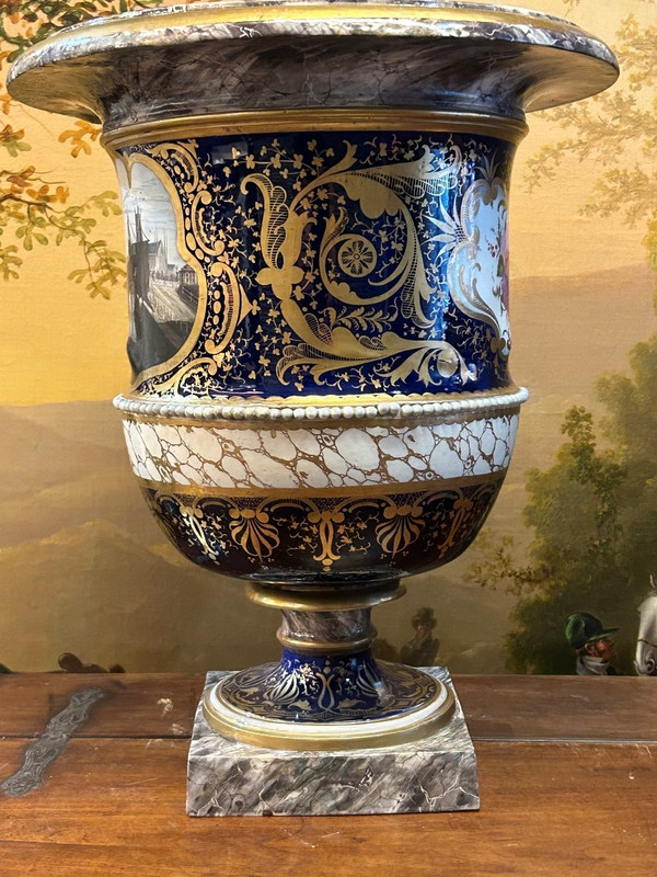 Important Medici Vase In Porcelain 19th Century H 52 Cm