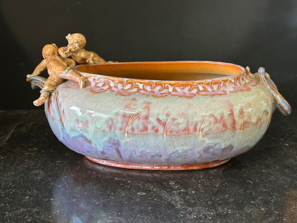 Earthenware Planter Art Nouveau Period In The Taste Of Carrier Belleuse Signed To Decipher