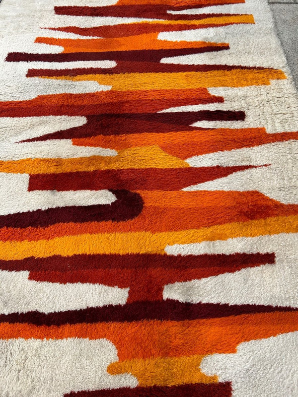 Large Scandinavian Wool Carpet About 1970 Dimensions 300 X 200 Cm