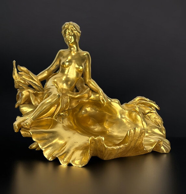 RAOUL LARCHE / CUP / INK BOTTLE SAYS “TO THE VICTORIOUS NYMPH IN GILT BRONZE