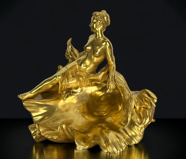 RAOUL LARCHE / CUP / INK BOTTLE SAYS “TO THE VICTORIOUS NYMPH IN GILT BRONZE