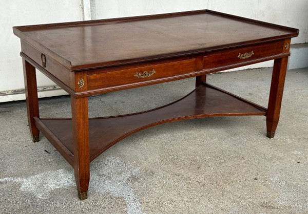 20th Century Empire Style Mahogany Rack And Pinion Bookcase Table