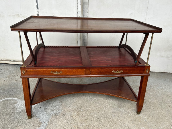 20th Century Empire Style Mahogany Rack And Pinion Bookcase Table