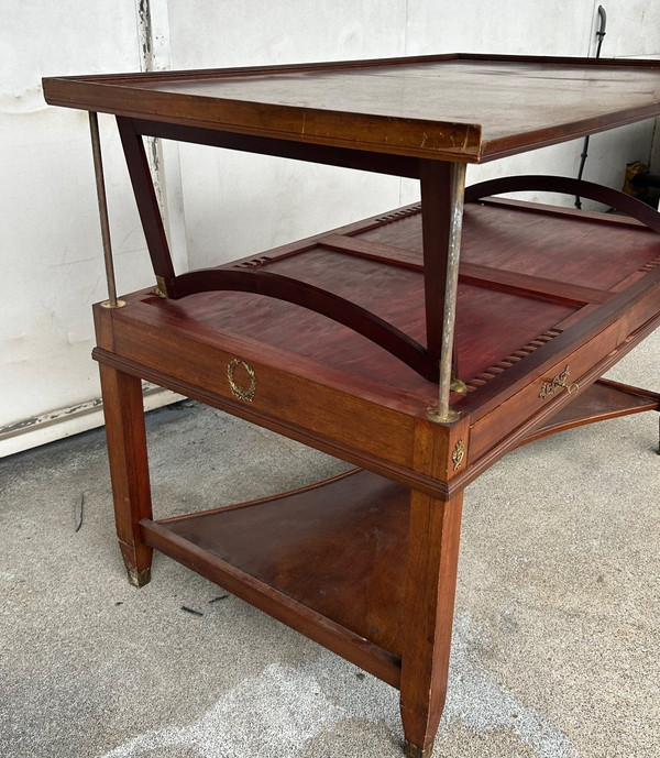 20th Century Empire Style Mahogany Rack And Pinion Bookcase Table