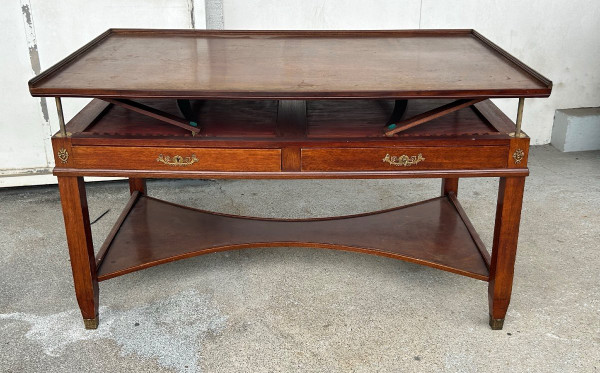 20th Century Empire Style Mahogany Rack And Pinion Bookcase Table