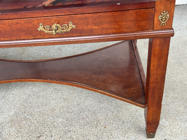 20th Century Empire Style Mahogany Rack And Pinion Bookcase Table