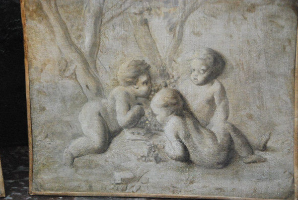 Pia Sauvage, Paire De Petites Toiles Jeux De Putti, 18th century