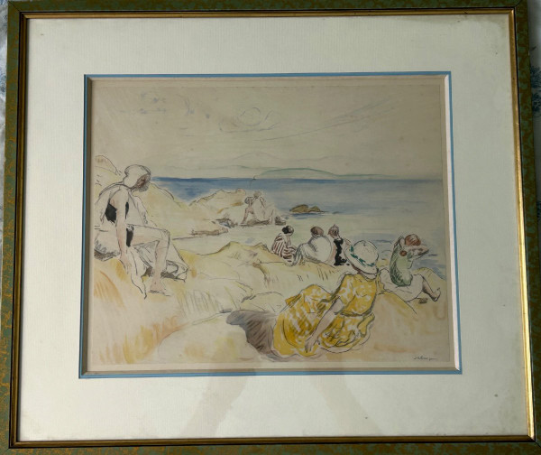 Henri Lebasque (1865-1937) Scène De Plage - Watercolor Enhanced Print