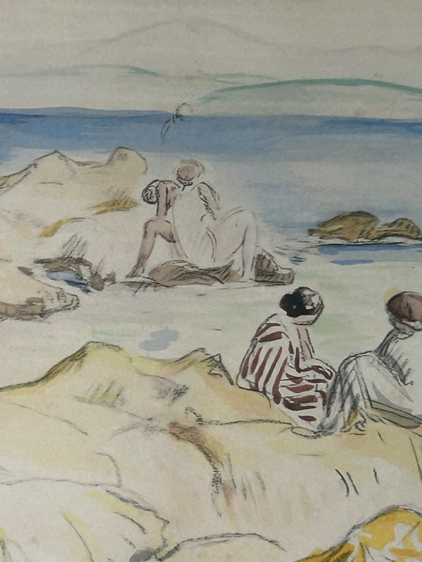 Henri Lebasque (1865-1937) Scène De Plage - Watercolor Enhanced Print