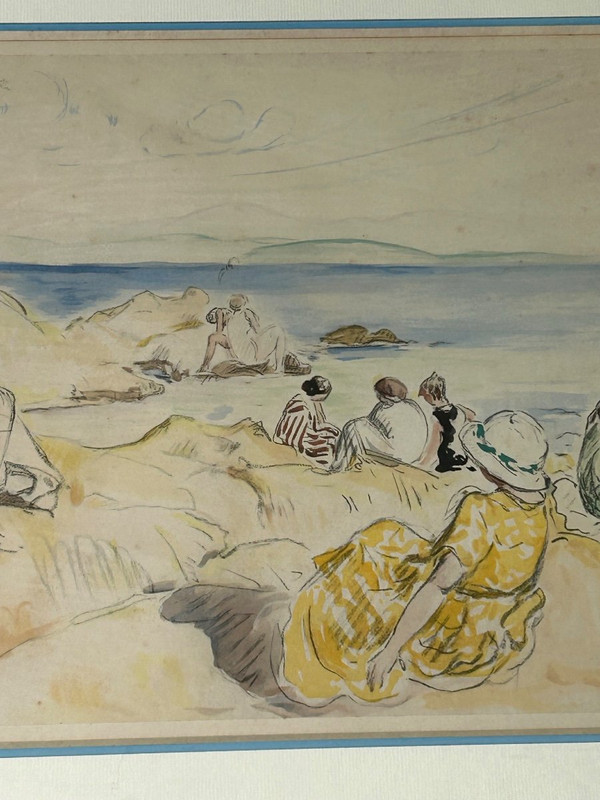 Henri Lebasque (1865-1937) Scène De Plage - Watercolor Enhanced Print