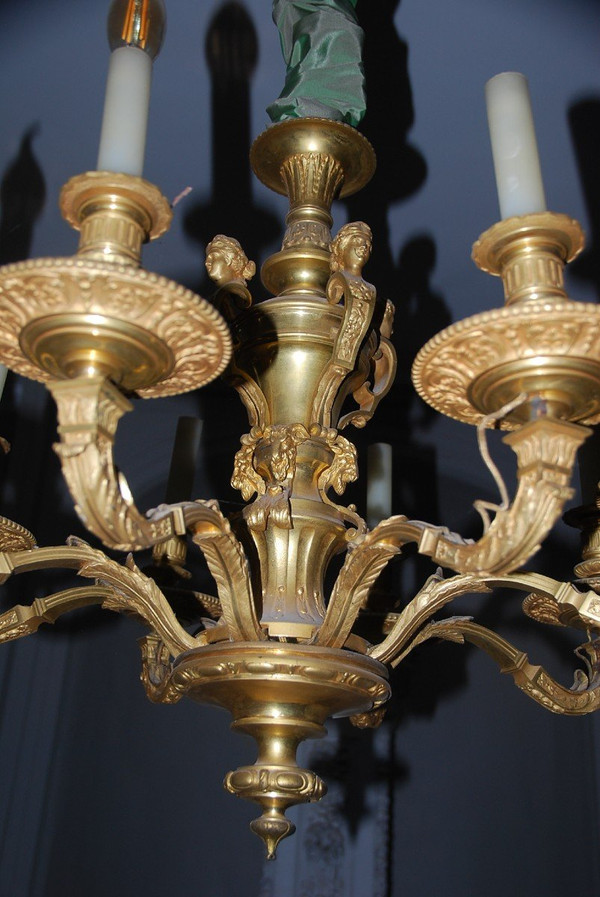 Mazarin, importante lampadario in bronzo dorato in stile Luigi XIV