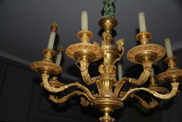 Mazarin, importante lampadario in bronzo dorato in stile Luigi XIV