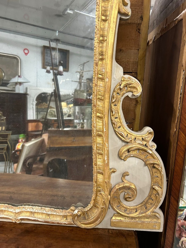 Miroir De Style Régence En Bois Sculpté Et Doré à Décor D’espagnolettes époque Napoléon III- glace