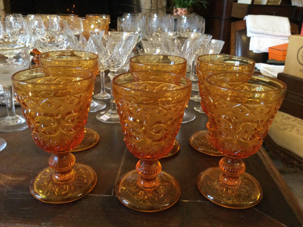 6 19th century wine glasses