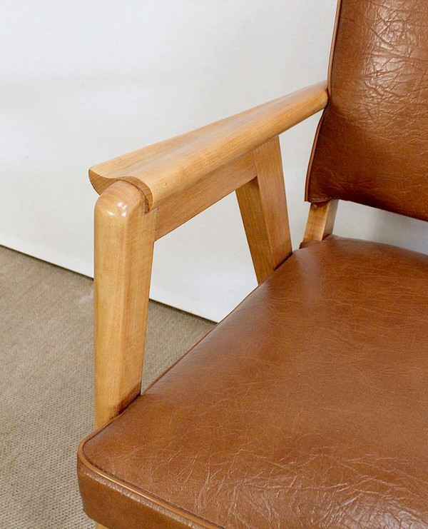 Pair of Bridge Armchairs, in Natural Beech – 1950