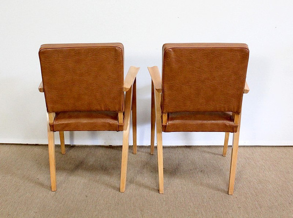 Pair of Bridge Armchairs, in Natural Beech – 1950