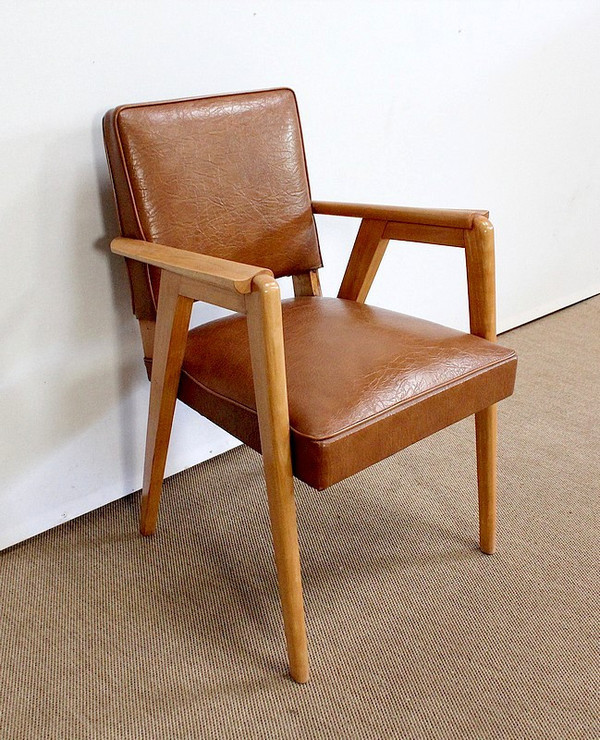 Pair of Bridge Armchairs, in Natural Beech – 1950