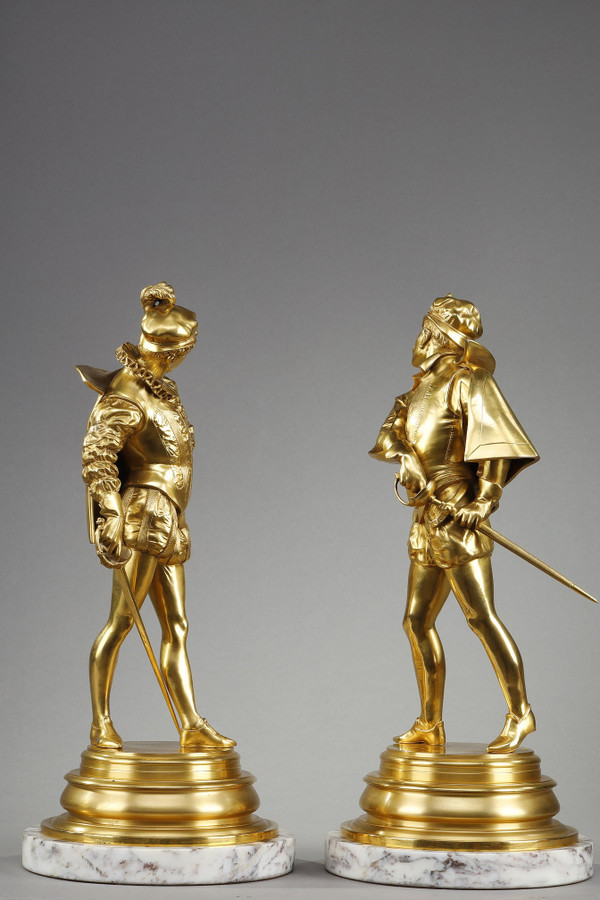 Due sculture in bronzo di Auguste Louis Lalouette (1826-1883) rappresentanti I Duellanti