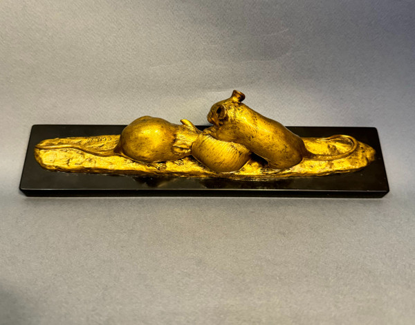 Gilded bronze sculpture "Mouse and snail" G. GARDET (F. Barbedienne)