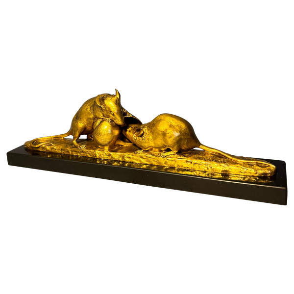 Gilded bronze sculpture "Mouse and snail" G. GARDET (F. Barbedienne)