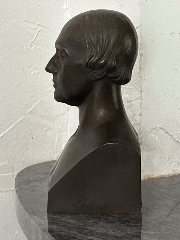 Paul Flosi 19. Jahrhundert Bronzebüste von Bouffe, datiert 1853 Reduktion Colas