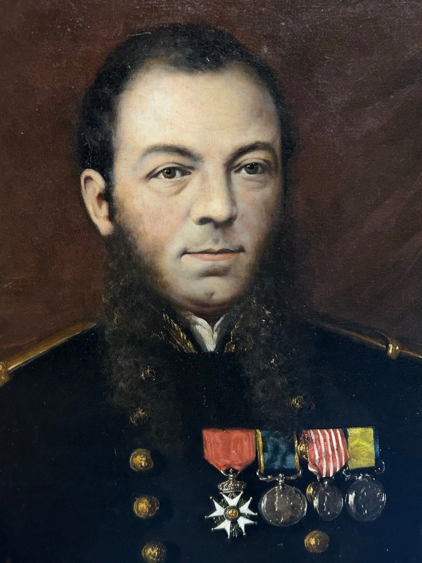 Louis Guédy (1847-1926) Military Portrait Of An Admiral Or Captain Dated 1873