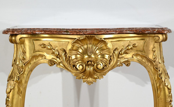 Wall Console in Golden Wood, Louis XV style, Napoleon III period – Mid-19th century