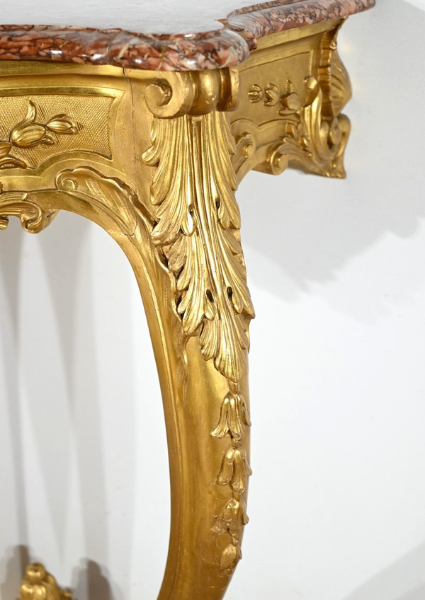 Wall Console in Golden Wood, Louis XV style, Napoleon III period – Mid-19th century