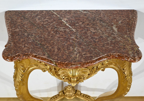 Wall Console in Golden Wood, Louis XV style, Napoleon III period – Mid-19th century