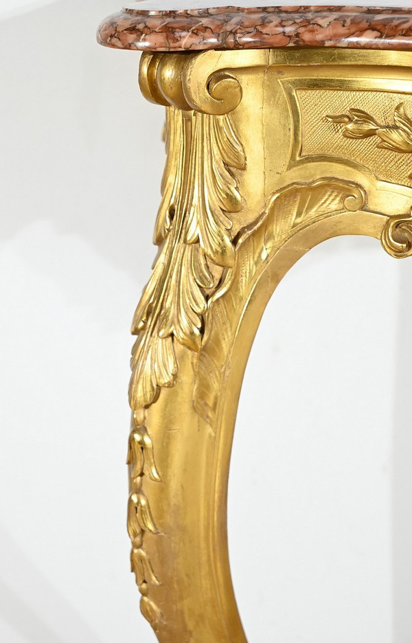 Wall Console in Golden Wood, Louis XV style, Napoleon III period – Mid-19th century