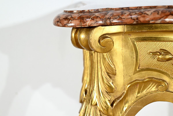 Wall Console in Golden Wood, Louis XV style, Napoleon III period – Mid-19th century