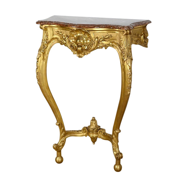 Wall Console in Golden Wood, Louis XV style, Napoleon III period – Mid-19th century