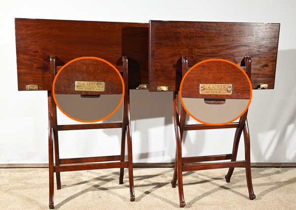 Pair of Mahogany Games Tables, stamped H.J. Linton – 1920