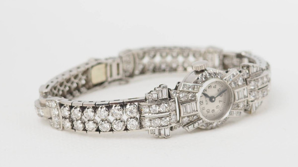 White gold platinum and diamond watch